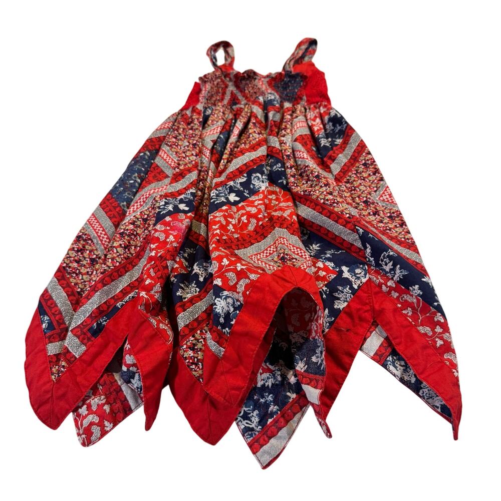 Heartworks Baby Girl 24M Red Handkerchief Dress Sleeveless Floral Patchwork - Picture 2 of 5